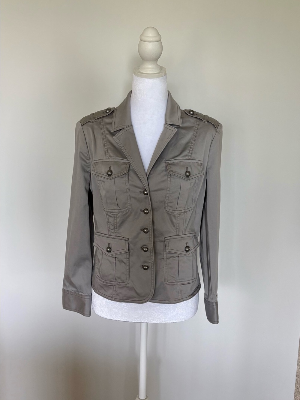 White House Black Market Fitted Cropped Utility Blazer - Gray